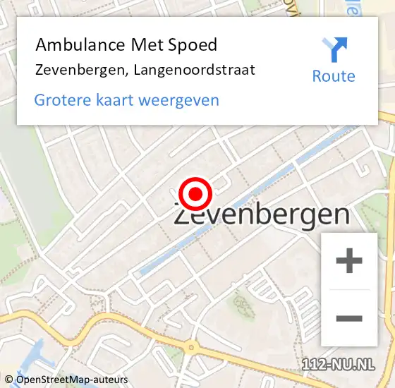 Locatie op kaart van de 112 melding: Ambulance Met Spoed Naar Zevenbergen, Langenoordstraat op 13 oktober 2019 15:18