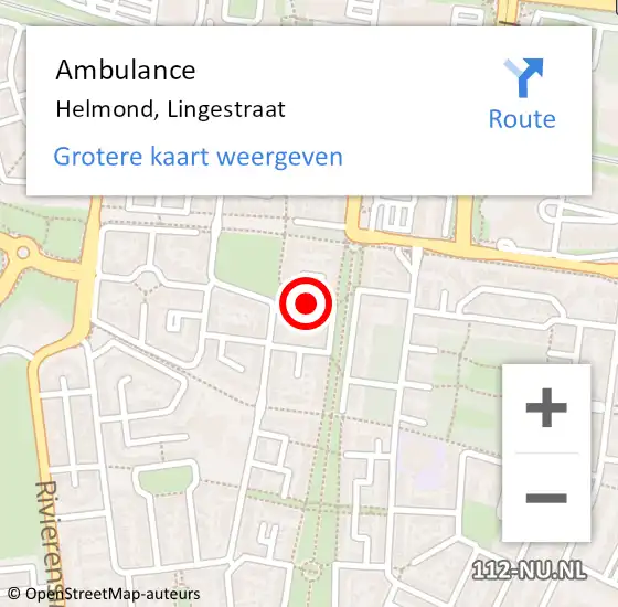 Locatie op kaart van de 112 melding: Ambulance Helmond, Lingestraat op 13 oktober 2019 16:28