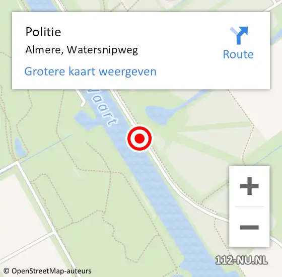 Locatie op kaart van de 112 melding: Politie Almere, Watersnipweg op 13 oktober 2019 17:16