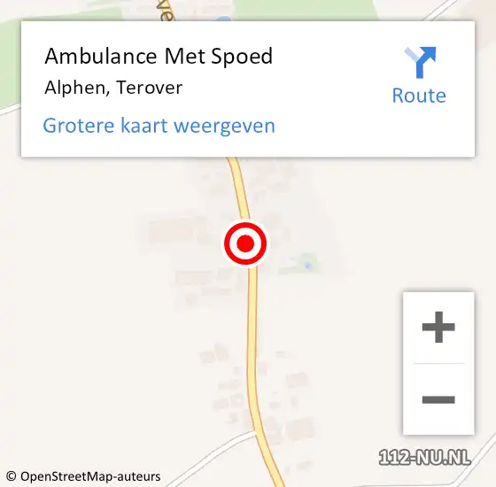 Locatie op kaart van de 112 melding: Ambulance Met Spoed Naar Alphen, Terover op 13 oktober 2019 17:56