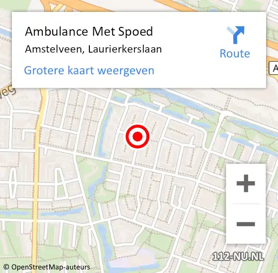 Locatie op kaart van de 112 melding: Ambulance Met Spoed Naar Amstelveen, Laurierkerslaan op 13 oktober 2019 18:42