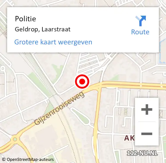 Locatie op kaart van de 112 melding: Politie Geldrop, Laarstraat op 13 oktober 2019 18:46