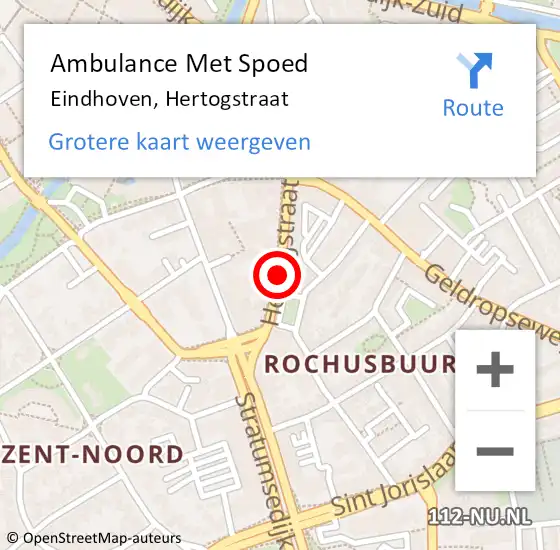 Locatie op kaart van de 112 melding: Ambulance Met Spoed Naar Eindhoven, Hertogstraat op 13 oktober 2019 19:01
