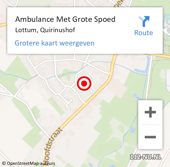 Locatie op kaart van de 112 melding: Ambulance Met Grote Spoed Naar Lottum, Quirinushof op 13 oktober 2019 19:02