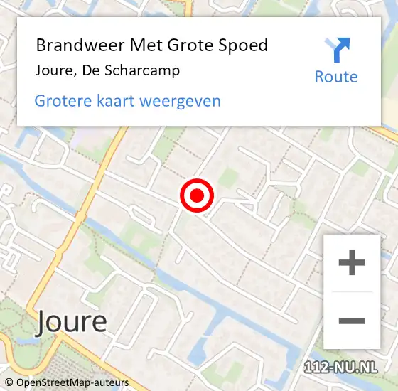 Locatie op kaart van de 112 melding: Brandweer Met Grote Spoed Naar Joure, De Scharcamp op 16 april 2014 16:20