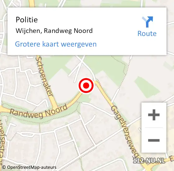 Locatie op kaart van de 112 melding: Politie Wijchen, Randweg Noord op 13 oktober 2019 19:25