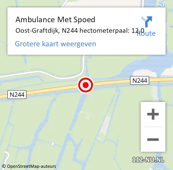 Locatie op kaart van de 112 melding: Ambulance Met Spoed Naar Oost-Graftdijk, N244 hectometerpaal: 12,0 op 16 april 2014 16:21