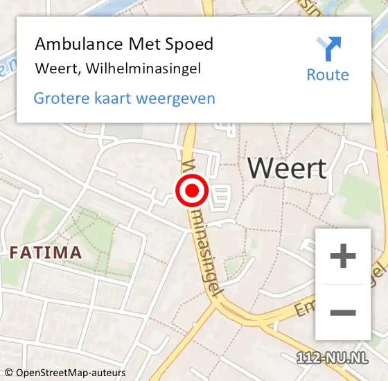 Locatie op kaart van de 112 melding: Ambulance Met Spoed Naar Weert, Wilhelminasingel op 13 oktober 2019 20:01