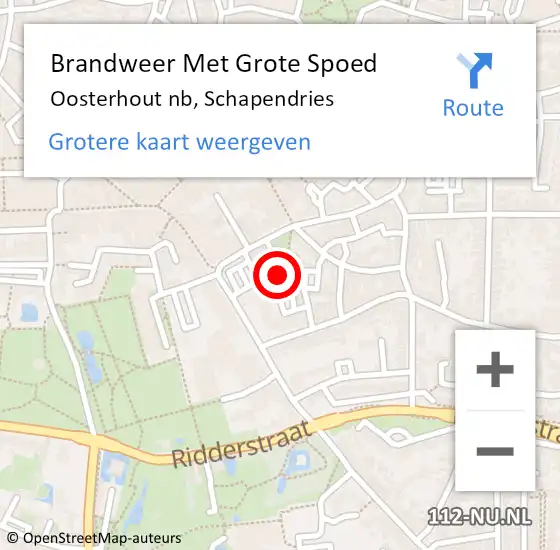 Locatie op kaart van de 112 melding: Brandweer Met Grote Spoed Naar Oosterhout nb, Schapendries op 13 oktober 2019 21:38