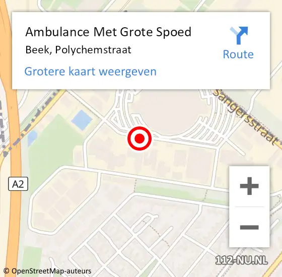 Locatie op kaart van de 112 melding: Ambulance Met Grote Spoed Naar Beek, Polychemstraat op 16 april 2014 16:32