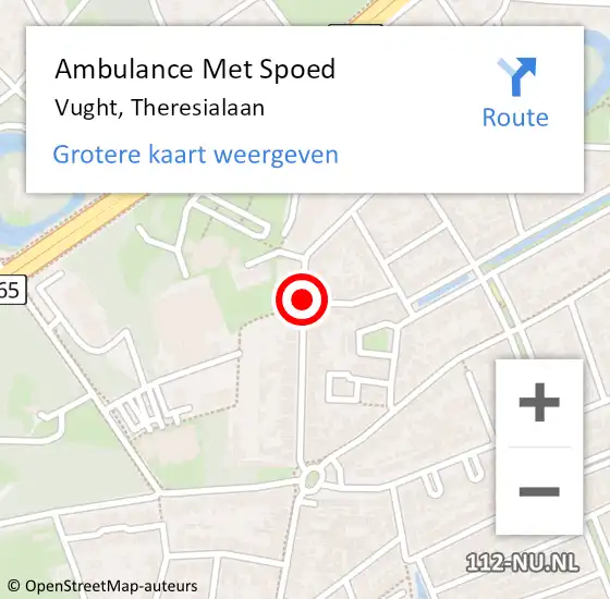 Locatie op kaart van de 112 melding: Ambulance Met Spoed Naar Vught, Theresialaan op 13 oktober 2019 23:55