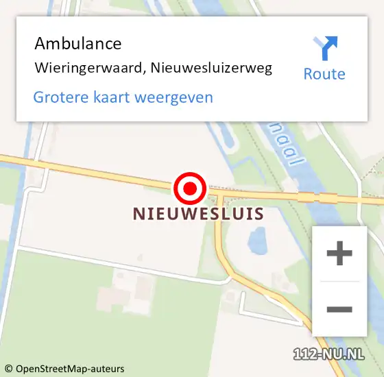 Locatie op kaart van de 112 melding: Ambulance Wieringerwaard, Nieuwesluizerweg op 14 oktober 2019 03:24