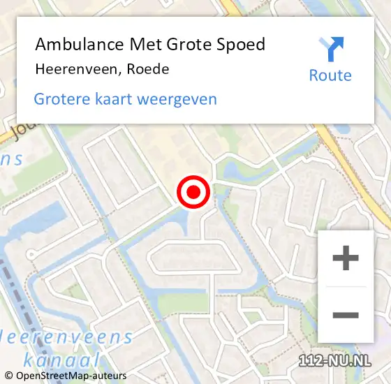 Locatie op kaart van de 112 melding: Ambulance Met Grote Spoed Naar Heerenveen, Roede op 14 oktober 2019 03:48