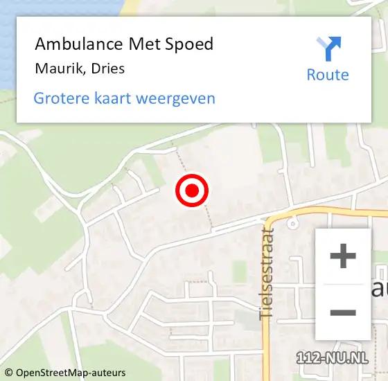 Locatie op kaart van de 112 melding: Ambulance Met Spoed Naar Maurik, Dries op 14 oktober 2019 04:18