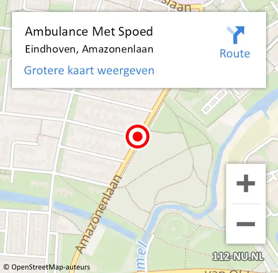 Locatie op kaart van de 112 melding: Ambulance Met Spoed Naar Eindhoven, Amazonenlaan op 14 oktober 2019 06:57