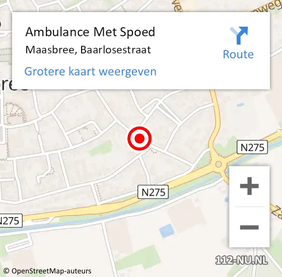 Locatie op kaart van de 112 melding: Ambulance Met Spoed Naar Maasbree, Baarlosestraat op 14 oktober 2019 07:00