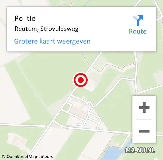 Locatie op kaart van de 112 melding: Politie Reutum, Stroveldsweg op 14 oktober 2019 07:03