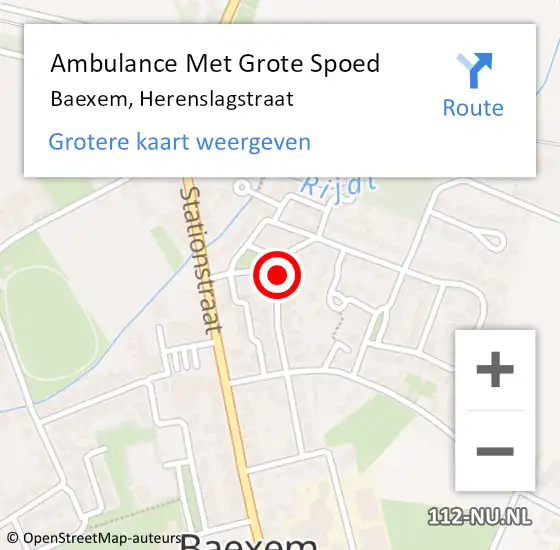 Locatie op kaart van de 112 melding: Ambulance Met Grote Spoed Naar Baexem, Herenslagstraat op 14 oktober 2019 07:05