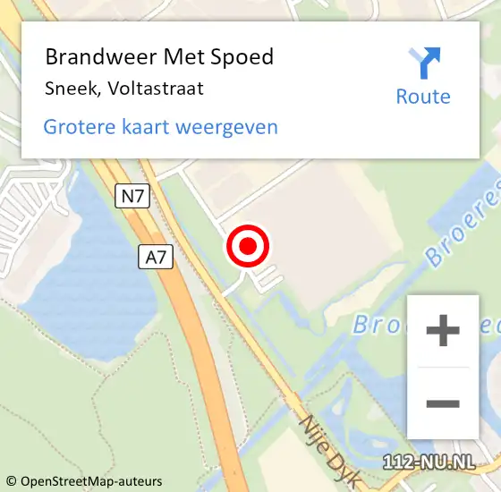 Locatie op kaart van de 112 melding: Brandweer Met Spoed Naar Sneek, Voltastraat op 16 april 2014 16:51