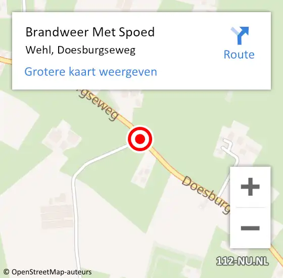 Locatie op kaart van de 112 melding: Brandweer Met Spoed Naar Wehl, Doesburgseweg op 14 oktober 2019 08:07