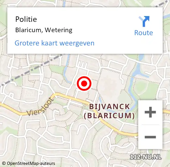 Locatie op kaart van de 112 melding: Politie Blaricum, Wetering op 14 oktober 2019 08:13