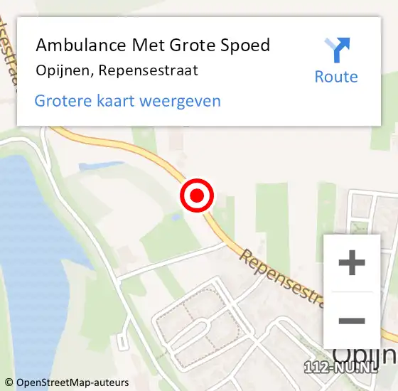 Locatie op kaart van de 112 melding: Ambulance Met Grote Spoed Naar Opijnen, Repensestraat op 14 oktober 2019 08:32