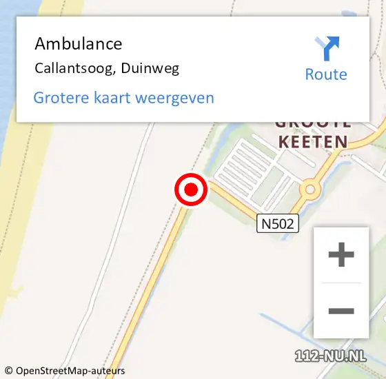 Locatie op kaart van de 112 melding: Ambulance Callantsoog, Duinweg op 14 oktober 2019 08:38