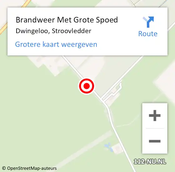 Locatie op kaart van de 112 melding: Brandweer Met Grote Spoed Naar Dwingeloo, Stroovledder op 14 oktober 2019 08:52