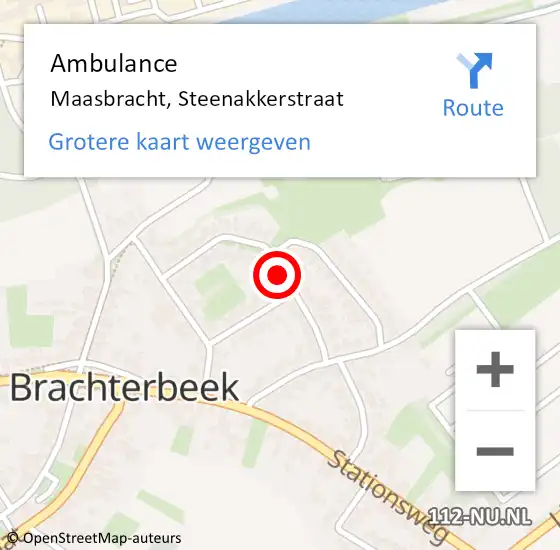 Locatie op kaart van de 112 melding: Ambulance Maasbracht, Steenakkerstraat op 14 oktober 2019 08:58