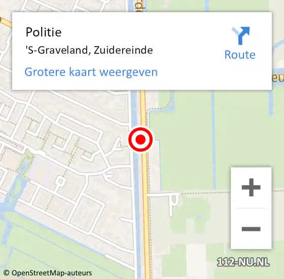 Locatie op kaart van de 112 melding: Politie 'S-Graveland, Zuidereinde op 14 oktober 2019 09:05