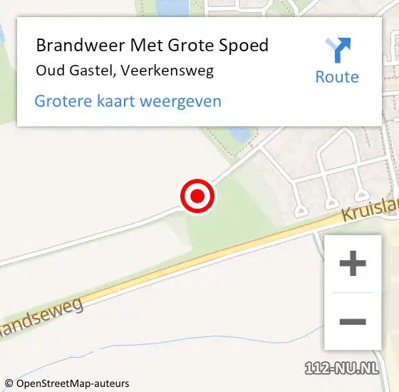 Locatie op kaart van de 112 melding: Brandweer Met Grote Spoed Naar Oud Gastel, Veerkensweg op 14 oktober 2019 09:13