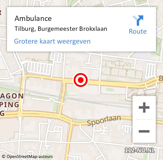 Locatie op kaart van de 112 melding: Ambulance Tilburg, Burgemeester Brokxlaan op 14 oktober 2019 10:52