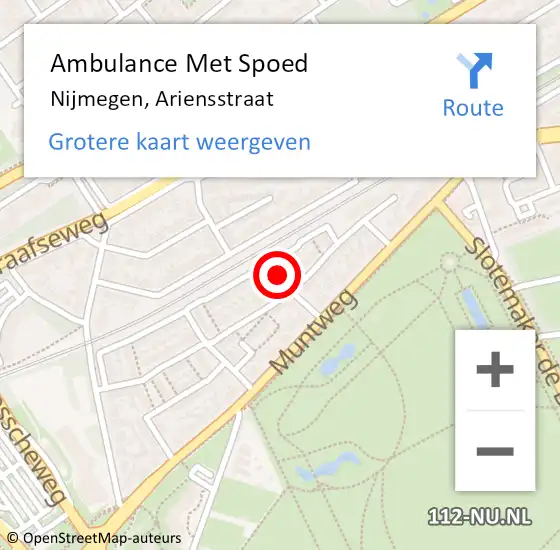 Locatie op kaart van de 112 melding: Ambulance Met Spoed Naar Nijmegen, Ariensstraat op 14 oktober 2019 12:12