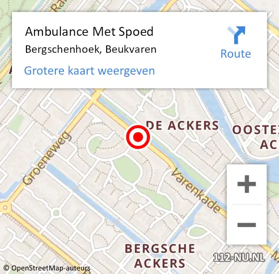 Locatie op kaart van de 112 melding: Ambulance Met Spoed Naar Bergschenhoek, Beukvaren op 14 oktober 2019 12:18