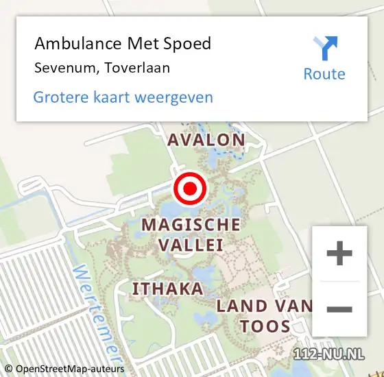 Locatie op kaart van de 112 melding: Ambulance Met Spoed Naar Sevenum, Toverlaan op 14 oktober 2019 12:50