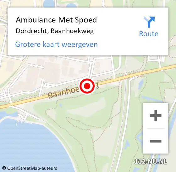 Locatie op kaart van de 112 melding: Ambulance Met Spoed Naar Dordrecht, Baanhoekweg op 14 oktober 2019 13:28
