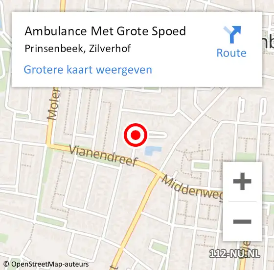 Locatie op kaart van de 112 melding: Ambulance Met Grote Spoed Naar Prinsenbeek, Zilverhof op 14 oktober 2019 13:30