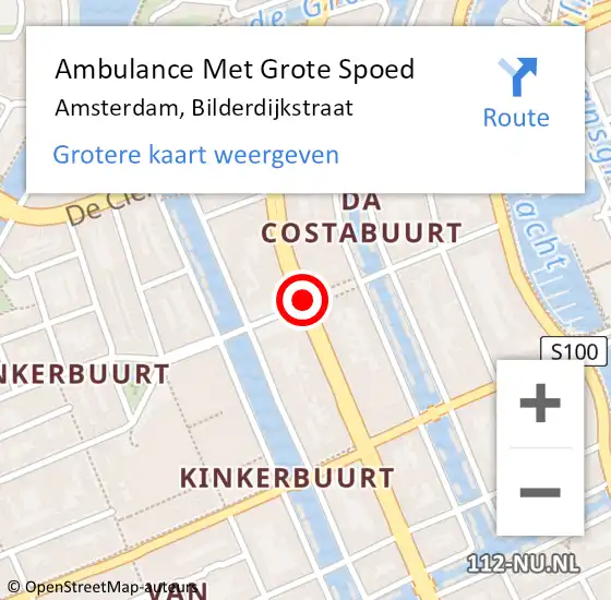 Locatie op kaart van de 112 melding: Ambulance Met Grote Spoed Naar Amsterdam, Bilderdijkstraat op 14 oktober 2019 14:05