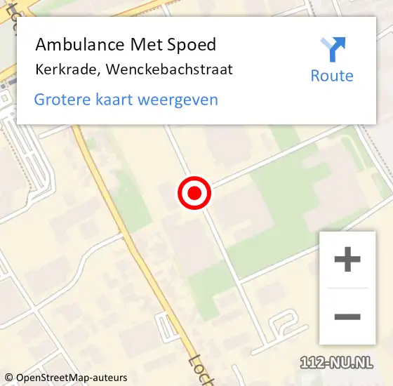 Locatie op kaart van de 112 melding: Ambulance Met Spoed Naar Kerkrade, Wenckebachstraat op 14 oktober 2019 14:32