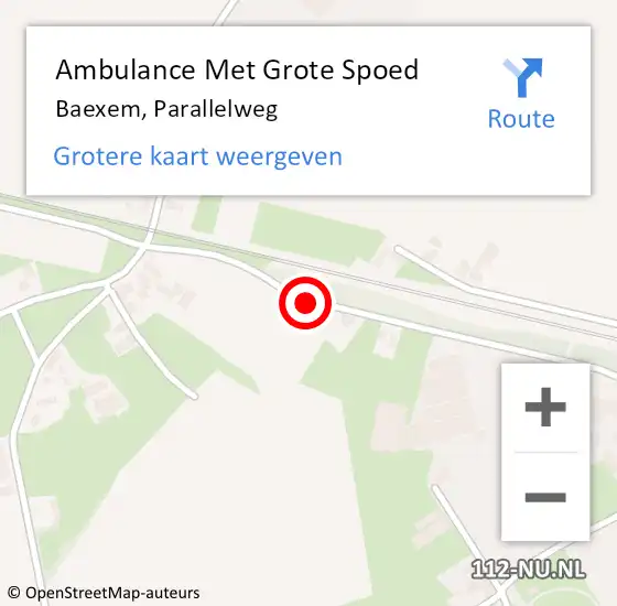 Locatie op kaart van de 112 melding: Ambulance Met Grote Spoed Naar Baexem, Parallelweg op 14 oktober 2019 14:59
