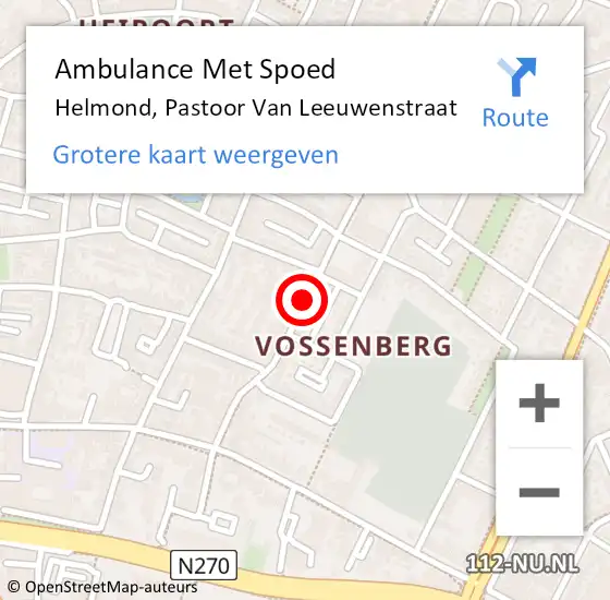 Locatie op kaart van de 112 melding: Ambulance Met Spoed Naar Helmond, Past van Leeuwenstraat op 14 oktober 2019 15:28