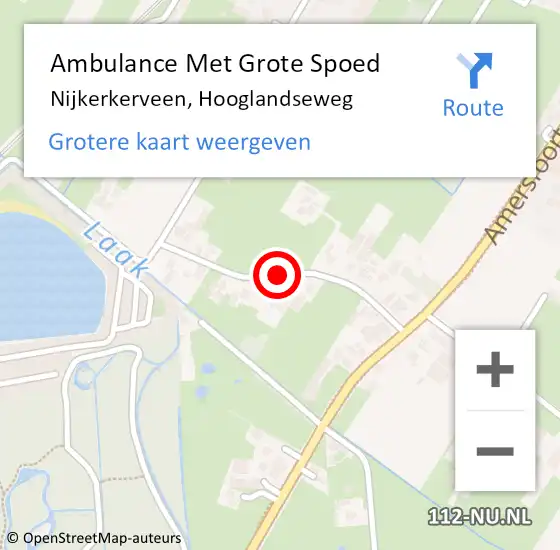 Locatie op kaart van de 112 melding: Ambulance Met Grote Spoed Naar Nijkerkerveen, Hooglandseweg op 14 oktober 2019 16:30