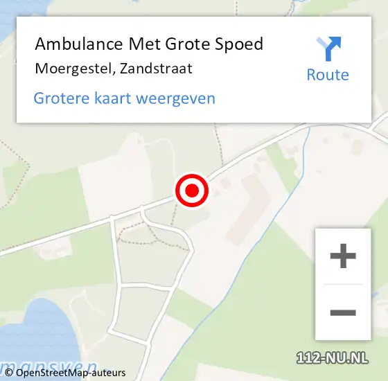 Locatie op kaart van de 112 melding: Ambulance Met Grote Spoed Naar Moergestel, Zandstraat op 14 oktober 2019 16:37