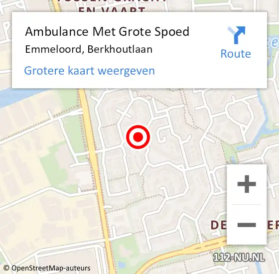 Locatie op kaart van de 112 melding: Ambulance Met Grote Spoed Naar Emmeloord, Berkhoutlaan op 14 oktober 2019 16:44