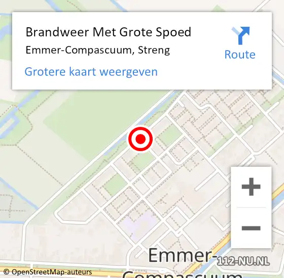 Locatie op kaart van de 112 melding: Brandweer Met Grote Spoed Naar Emmer-Compascuum, Streng op 14 oktober 2019 16:57