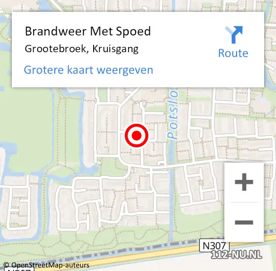 Locatie op kaart van de 112 melding: Brandweer Met Spoed Naar Grootebroek, Kruisgang op 16 april 2014 17:53