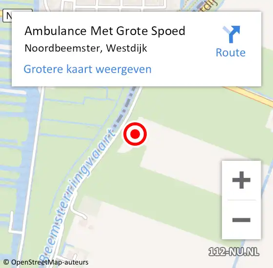 Locatie op kaart van de 112 melding: Ambulance Met Grote Spoed Naar Noordbeemster, Westdijk op 16 april 2014 18:00