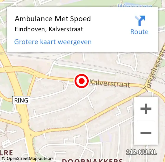 Locatie op kaart van de 112 melding: Ambulance Met Spoed Naar Eindhoven, Kalverstraat op 14 oktober 2019 18:46