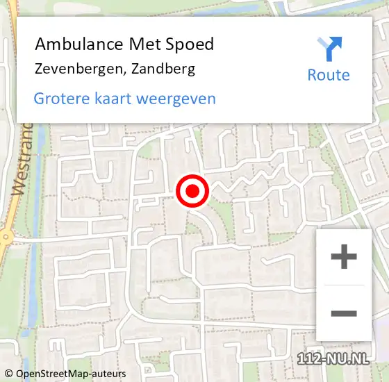 Locatie op kaart van de 112 melding: Ambulance Met Spoed Naar Zevenbergen, Zandberg op 14 oktober 2019 18:55