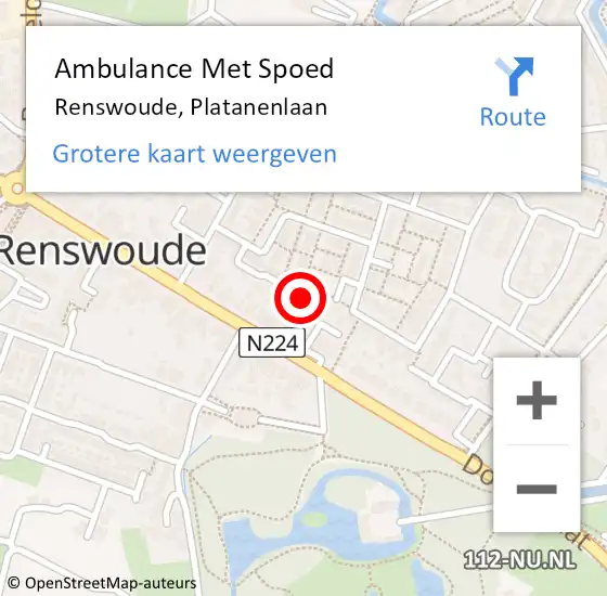 Locatie op kaart van de 112 melding: Ambulance Met Spoed Naar Renswoude, Platanenlaan op 16 april 2014 18:06